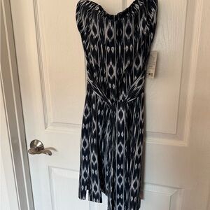 Athleta Strapless Blue and White Dress